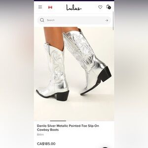 Billini Danilo Silver Metallic Western Cowboy Boot Size 8.5
